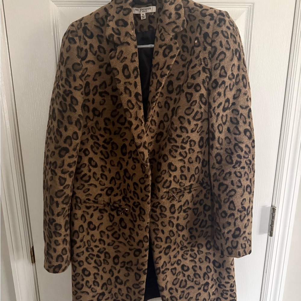 Stylish Leopard Print Pea Coat